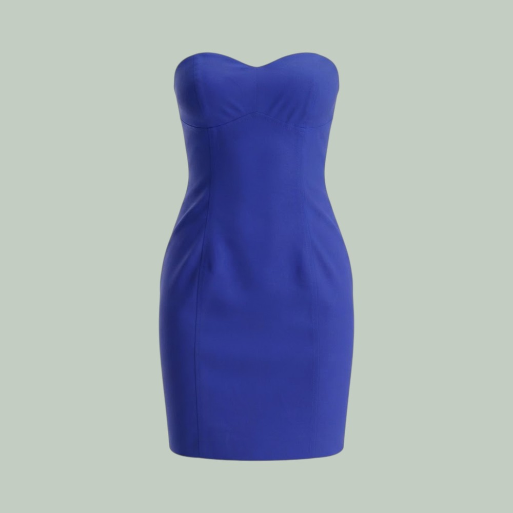 Coastal Preppy Strapless Linen Blend Sheath Dress Womens Size 10 Blue Merona